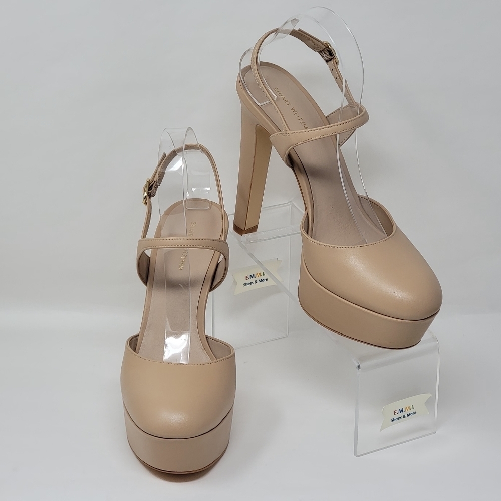 Stuart Weitzman Tan Platform Mary Jane Heels